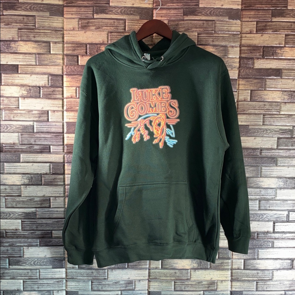 EUC Luke Combs Green Graphic Hoodie Large